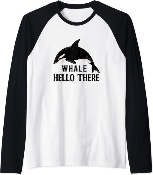 Whale Hello There Orca Raglan Baseball Tee