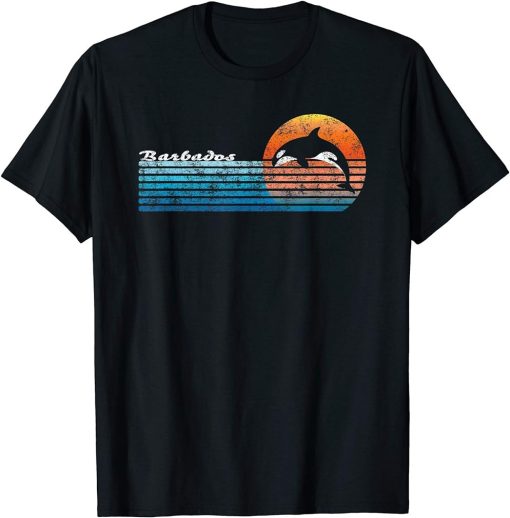 Vintage Barbados Retro 80s Orca Sunset T-Shirt