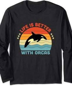 Life Is Better With Orcas Retro Vinatge Long Sleeve T-Shirt