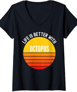 Womens Life Is Better With Orca, Funny Sunset Style V-Neck T-Shirt